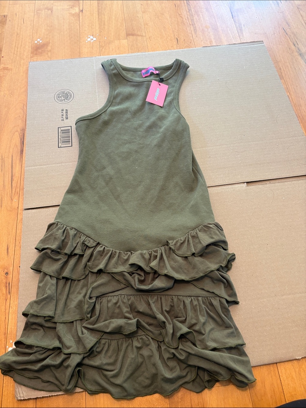 Women’s Olive Green Ruffle Tank Dress - (Brand: Unknown)